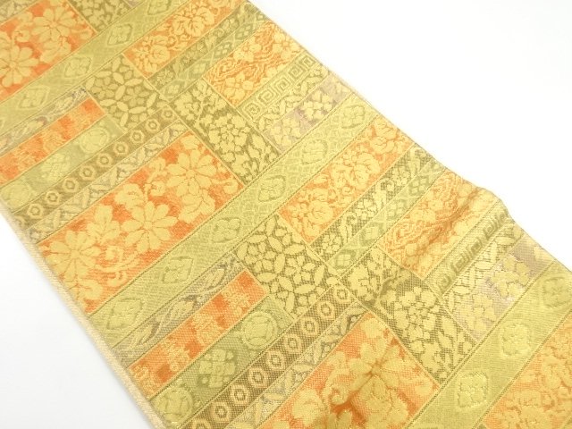 JAPANESE KIMONO / FUKURO OBI / WOVEN FLORAL PLANTS